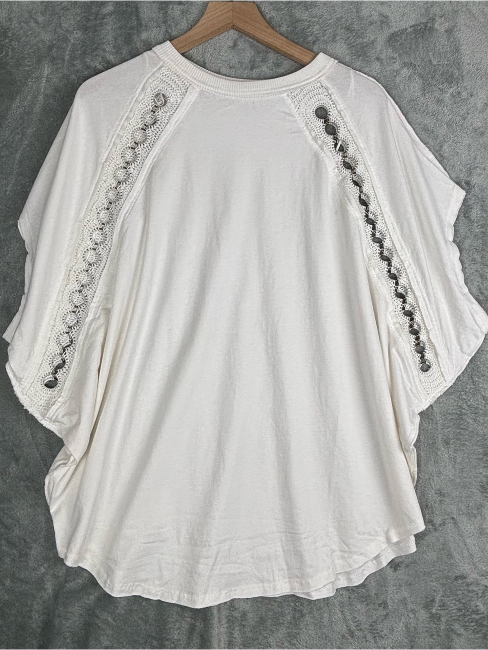 Free‎ People Top Womens Medium White Rough Around The Edges Oversized Drapey